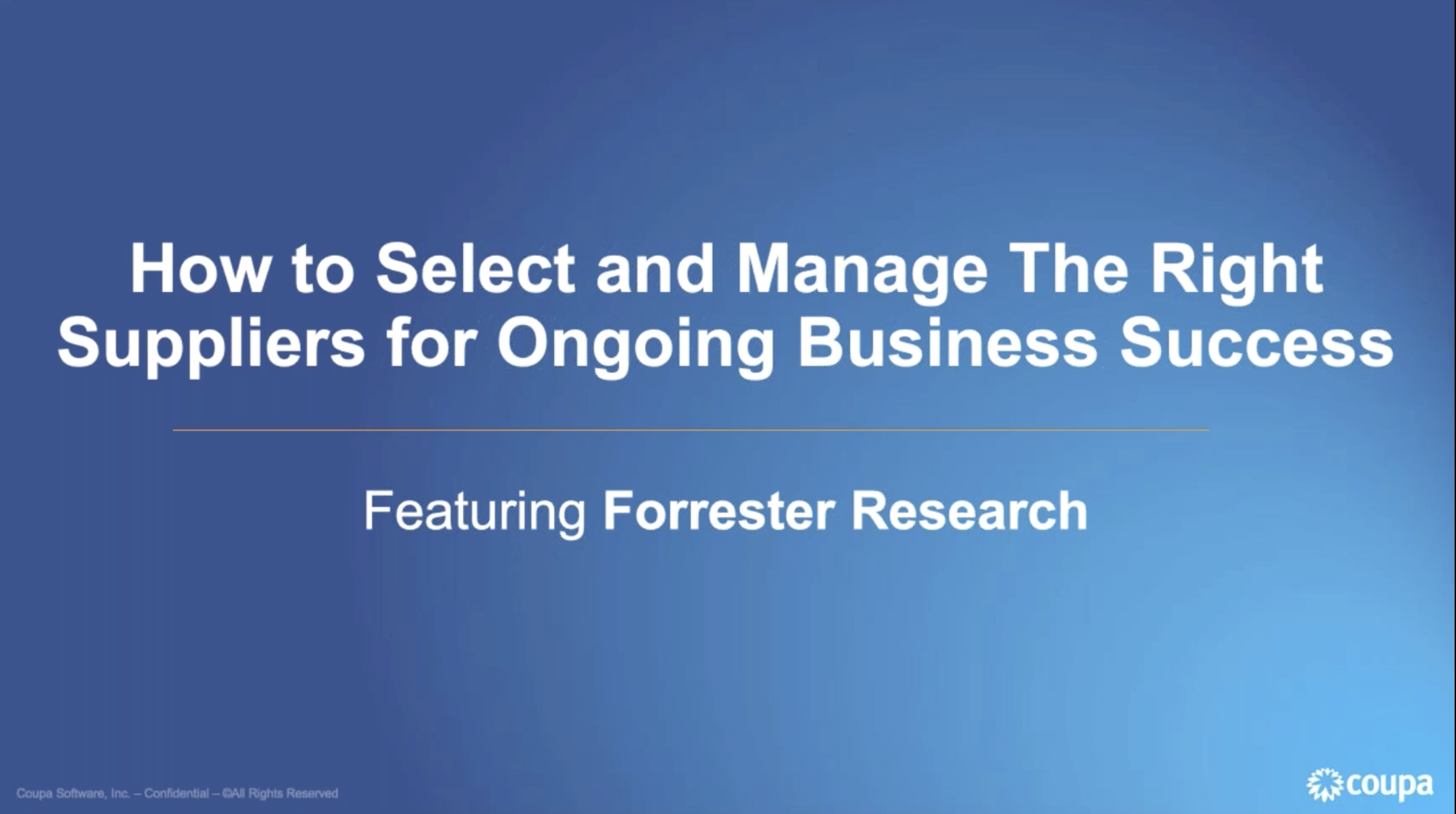 Selecting Suppliers for Ongoing Business Success Coupa Software